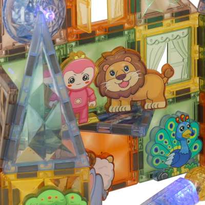 3D construction magnetic bricks glowing animal park 90 el.
