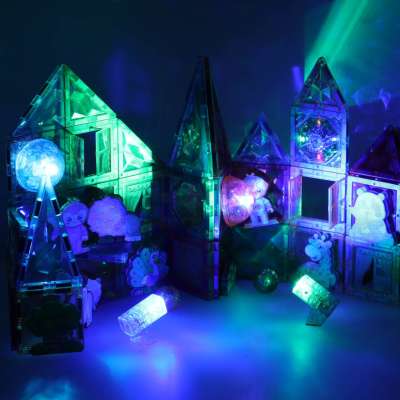 3D construction magnetic bricks glowing animal park 90 el.