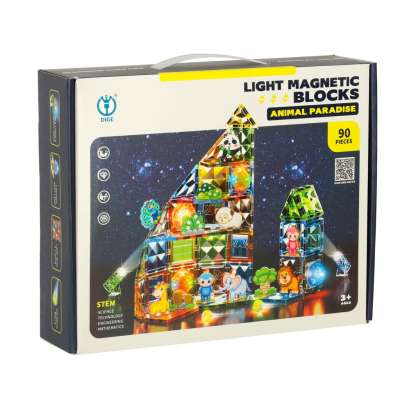 3D construction magnetic bricks glowing animal park 90 el.