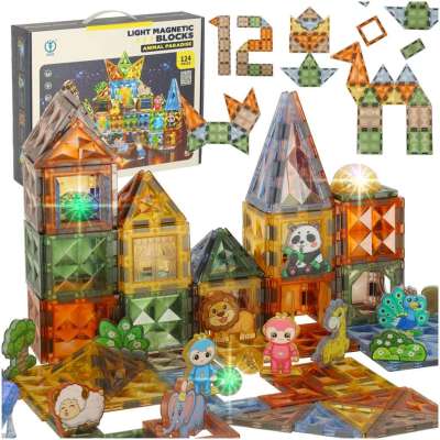 3D magnetic construction blocks luminous animal park 124 el.