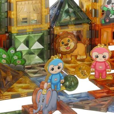 3D magnetic construction blocks luminous animal park 124 el.