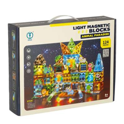 3D magnetic construction blocks luminous animal park 124 el.