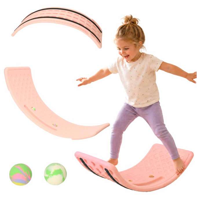 Balance board for kids 67x29cm non-slip pink