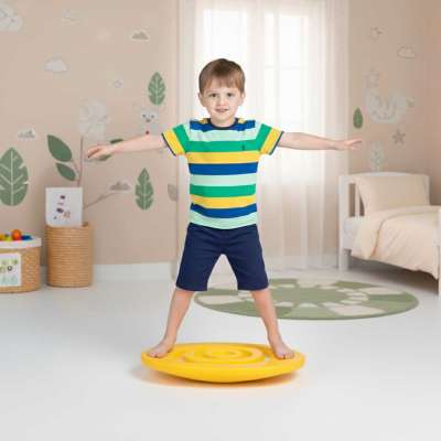 Balance board with ball maze for kids yellow