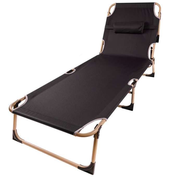 Camping bed folding 193 cm grey