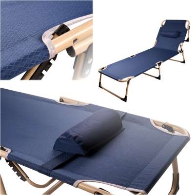 Camping bed folding 193 cm navy blue