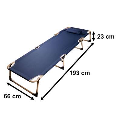 Camping bed folding 193 cm navy blue