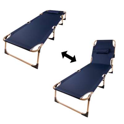Camping bed folding 193 cm navy blue