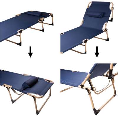 Camping bed folding 193 cm navy blue