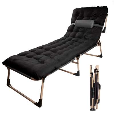 Camping bed with pillow 193 cm black
