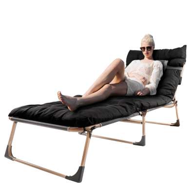 Camping bed with pillow 193 cm black