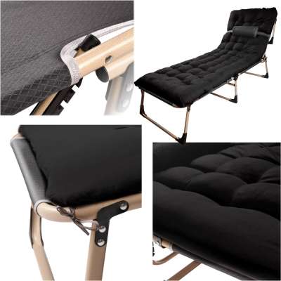 Camping bed with pillow 193 cm black