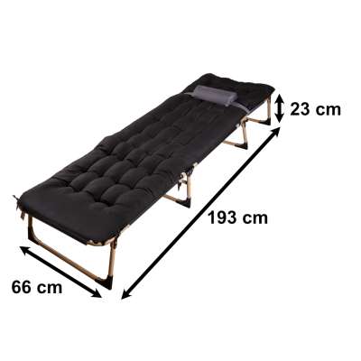 Camping bed with pillow 193 cm black