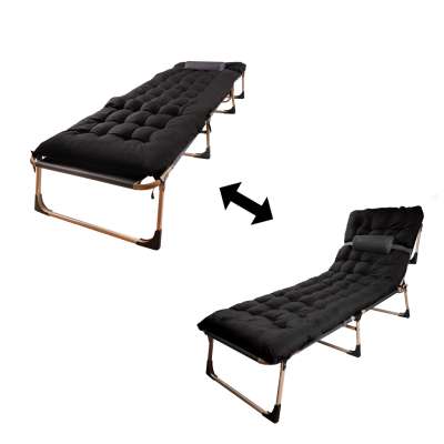 Camping bed with pillow 193 cm black