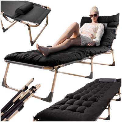 Camping bed with pillow 193 cm black