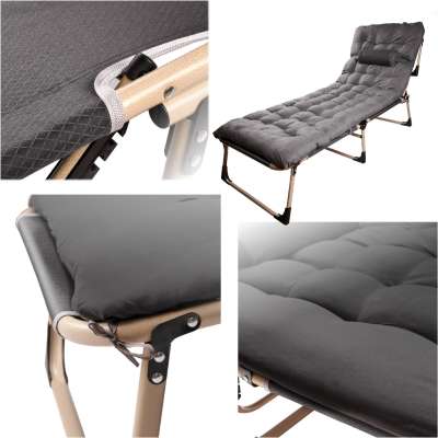 Camping bed with pillow 193 cm dark grey