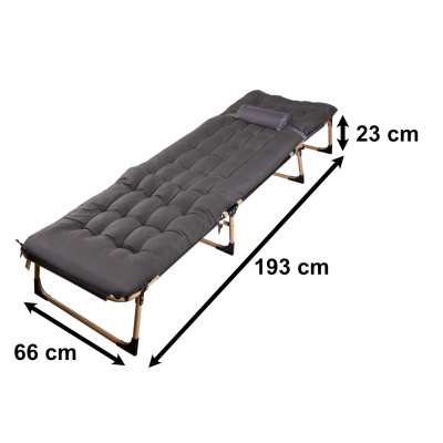 Camping bed with pillow 193 cm dark grey