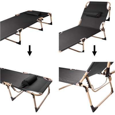 Camping bed with pillow 193 cm dark grey
