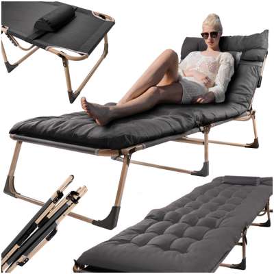 Camping bed with pillow 193 cm dark grey