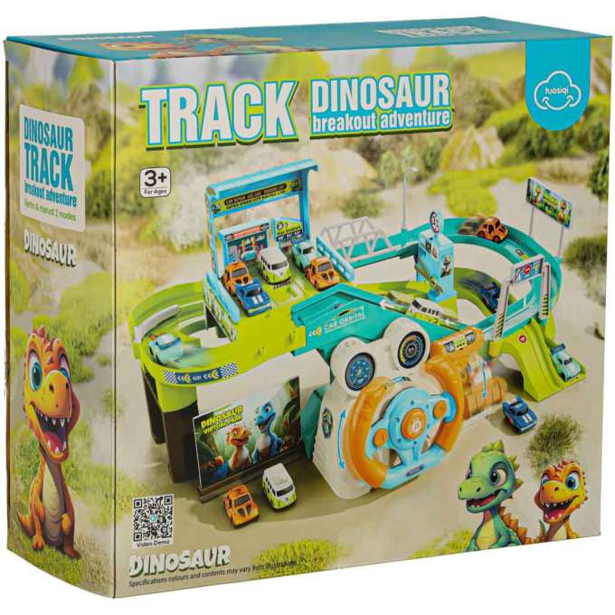 Car track parking garage dinosaur 4 cars