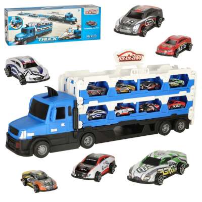 Car transporter truck folding vehicle XXL 10 cars blue