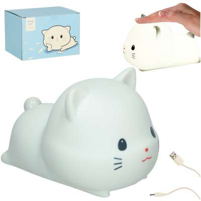 Children's night light silicone soft touch USB white cat fold out