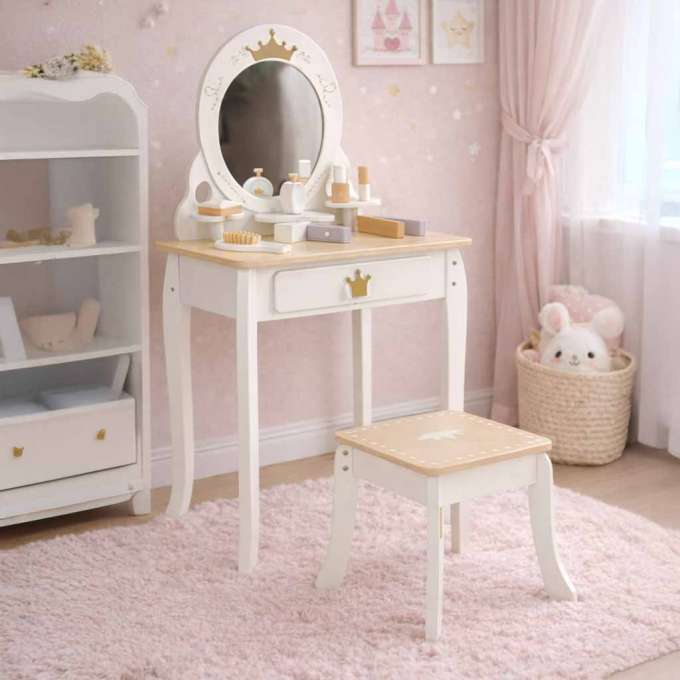 Children's wooden dressing table with accessories white