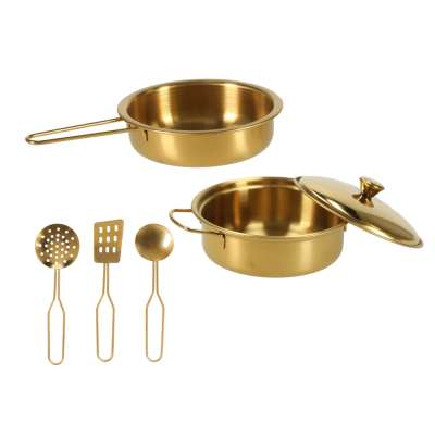 Children's wooden kitchen with fridge gold