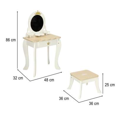 Children's wooden toilette with accessories white