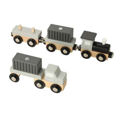 Crane seaport + train ship wooden