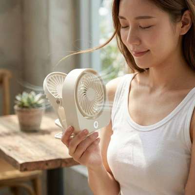 Desk fan clipless wireless USB cooling 3 power levels 11.5cm white