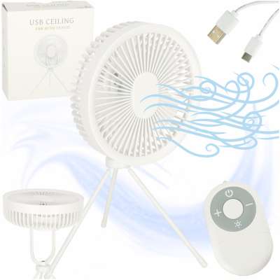 Desk fan wireless USB remote control with light 4 power levels 18cm white