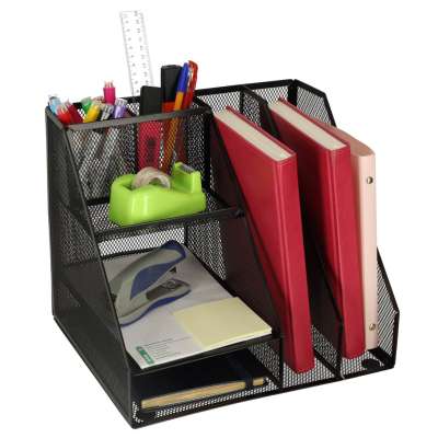 Desk organizer metal desk toolbox 6 compartments