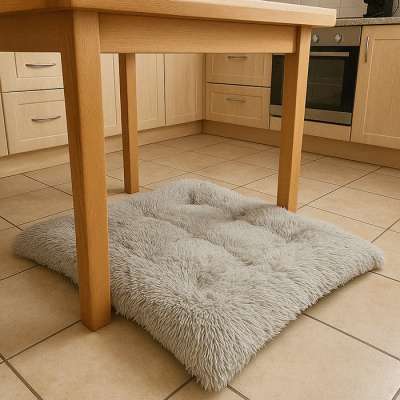 Dog bed for cats plush bedding hairy shaggy cushion 115cm grey