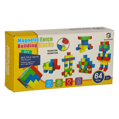 Educational magnetic cubic construction blocks 64 el.