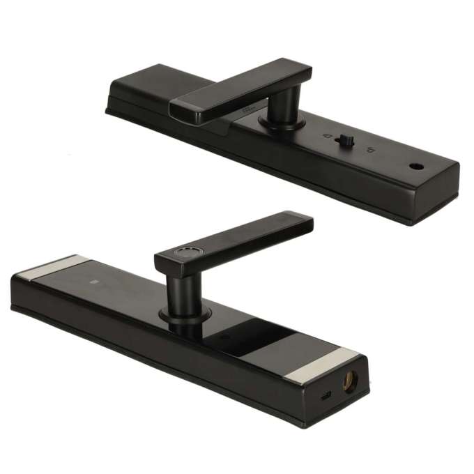 Electronic door lock handle code fingerprint bluetooth black