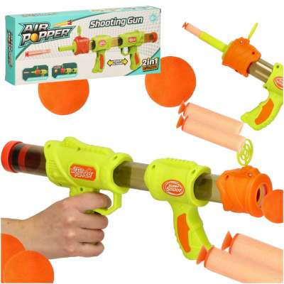 Foam ball gun rifle solid for kids game 2in1 green