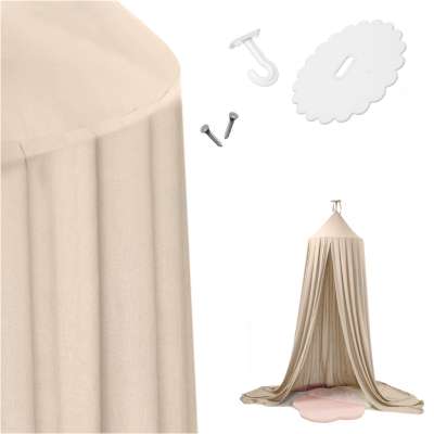 Hanging canopy bed baldachin curtain tipi tent beige