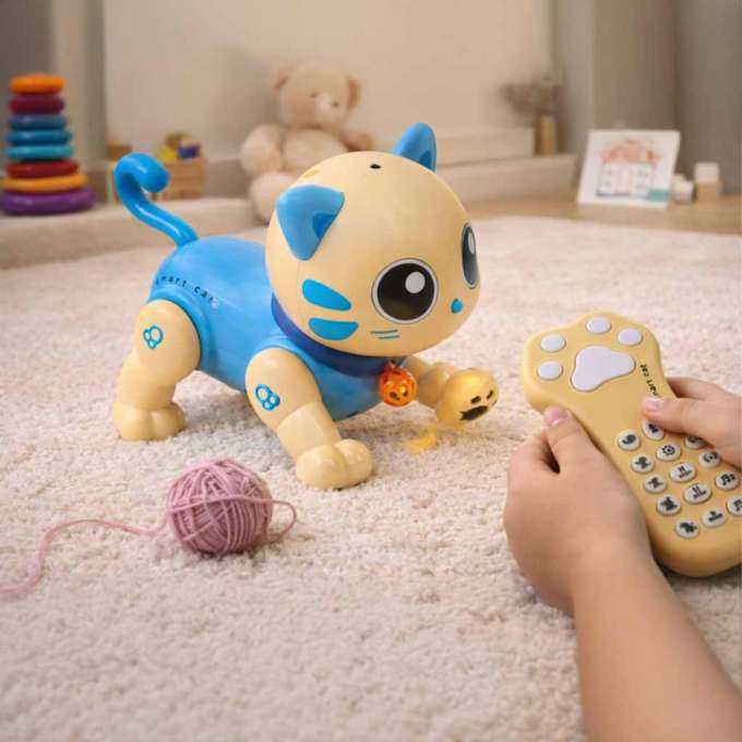Interactive cat remote control RC robot jumps blue