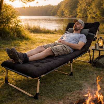 LUARO travel field bed folding business recliner 193 cm black