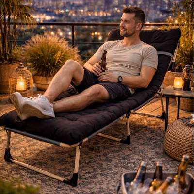 LUARO travel field bed folding business recliner 193 cm black