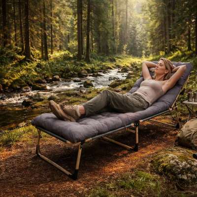 LUARO travel field bed folding business recliner 193 cm dark gray