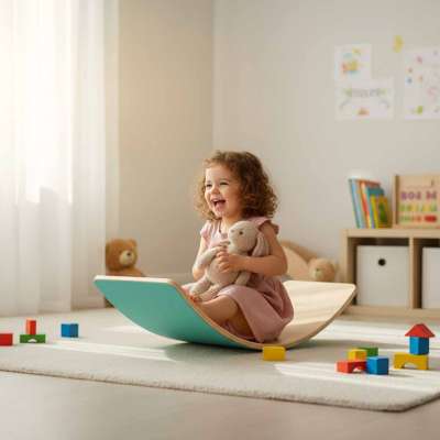 LULILO Ajlo turquoise children's felt rocker balance board