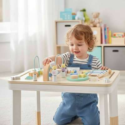 LULILO LUDO manipulation board wooden sensory table 2in1 pink
