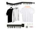 Laundry drying rack wall mounted folding telescopic black 18 hooks 123cm 1