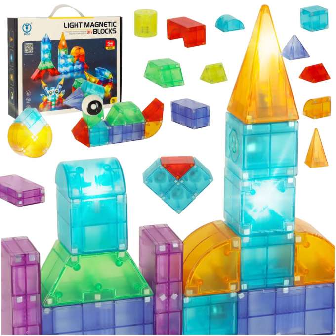 Magnetic light-up blocks 64 el.