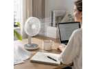 Mobile desk fan wireless USB with rechargeable battery adjustable 4 power levels LED 38cm white 11
