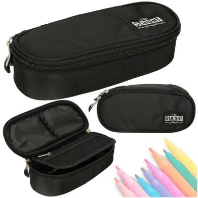 Padded pencil case with flap Black Vintag