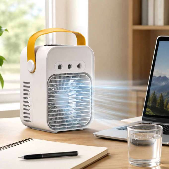 Portable air conditioner desktop mini water-based 3-in-1 USB LED