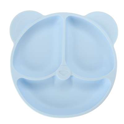 Silicone children's dishes teddy bear light blue 4el